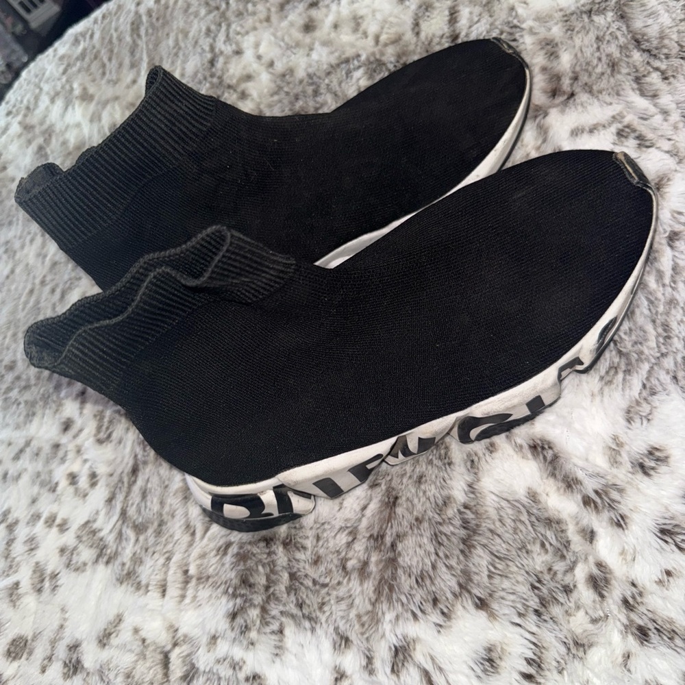 Balenciaga Black Speed Sock Sneakers with White Accents